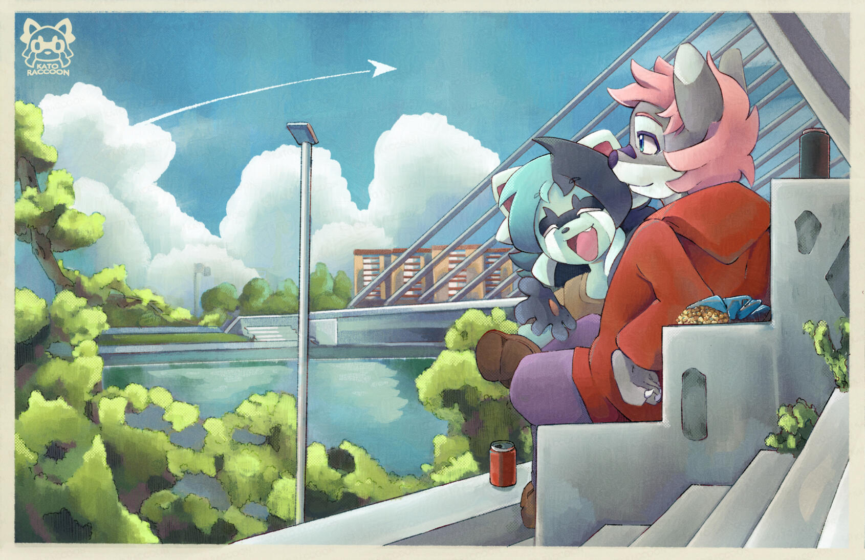 Kato and Ceios enjoying the views of the river - OC Illustration